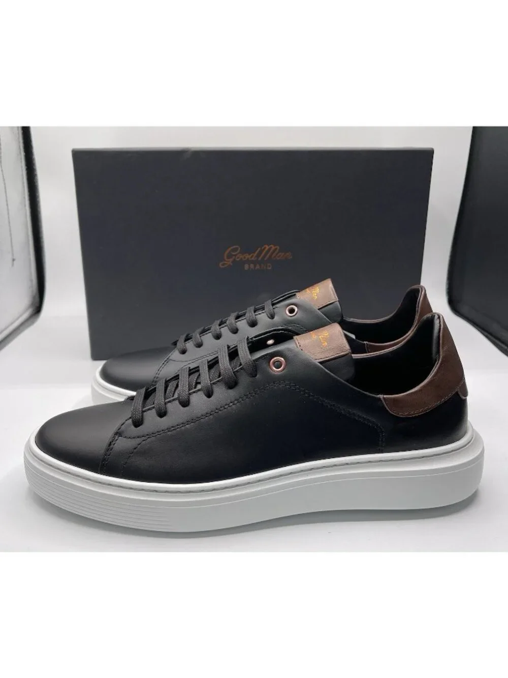 Good Man Brand Legend London Black Dark Italy Leather Sneakers Men's Size‎ 8